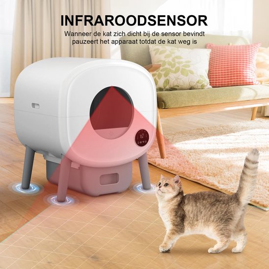 Selbstreinigende Katzentoilette – Automatische Katzentoilette mit großem Fassungsvermögen – XXL 95 l – Elektrische Katzentoilette – inkl. App – mit Katzentoilettenmatte und 3 Rollen Auffangbeutel