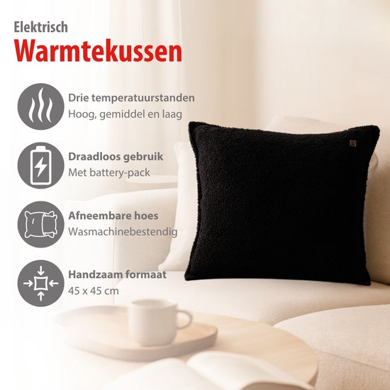 alpina Elektrisches Wärmekissen – Wärmekissen für Nacken und Schultern – 3 Heizstufen – Automatische Abschaltung – Waschbarer Bezug – 60 x 62 cm – 100 W