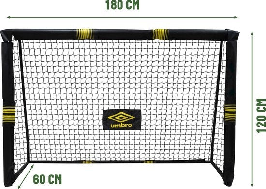 Umbro Fußballtor - 180 x 120 x 60cm - Fußballtor groß - Metall - schwarz/gelb