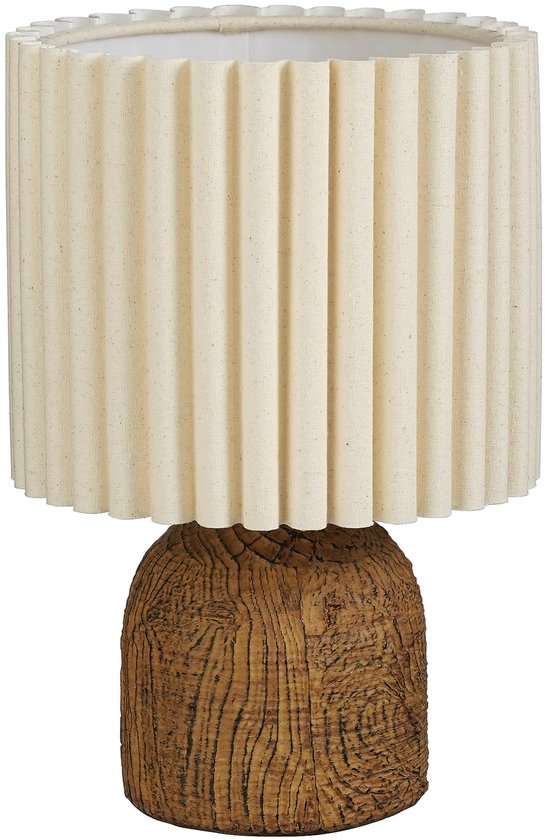 Mica Decorations Frey Tischlampe für das Wohnzimmer – Japandi-Stil – Dekorative Lampe mit Lampenschirm – Schreibtischlampe, Tischlampen für das Wohnzimmer – 33 x ⌀22 cm – Braun