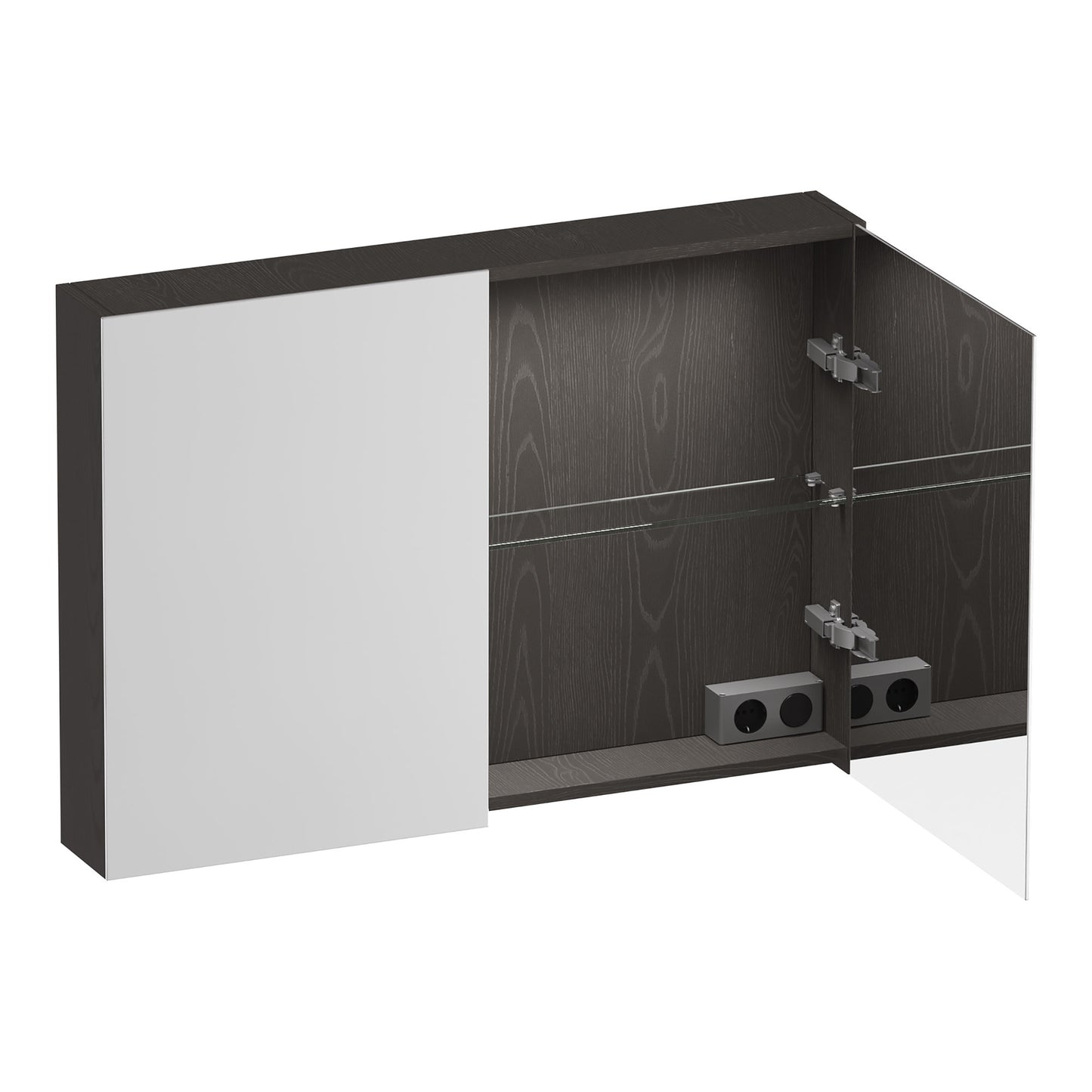 Brauer Impress Deluxe Spiegelschrank 99 x 70 cm – LED-Beleuchtung innen und unten – Timber Anthrazit