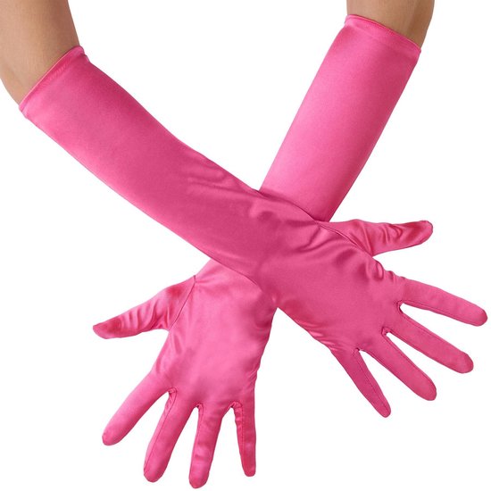 dressforfun - Lange Satinhandschuhe rosa - fancy dress kostüm halloween verkleiden partywear karneval partywear partywear - 303654