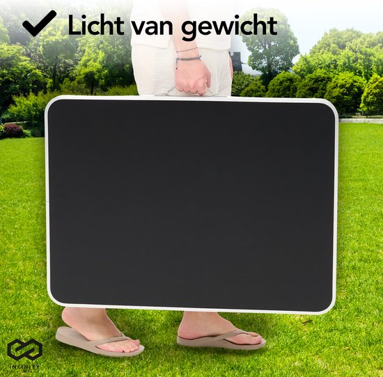Infinity Goods Campingtisch - Klappbar - Gartentisch - 80x60x70 cm - Outdoor/Indoor - Tragegriff - Kompakt - Aluminium - Schwarz