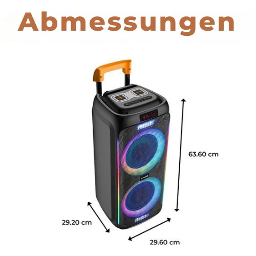 Denver Bluetooth Lautsprecher - Party Box - Disco Lights - Inkl. Mikrofon - Micro SD / USB / AUX - TSP456 - Schwarz