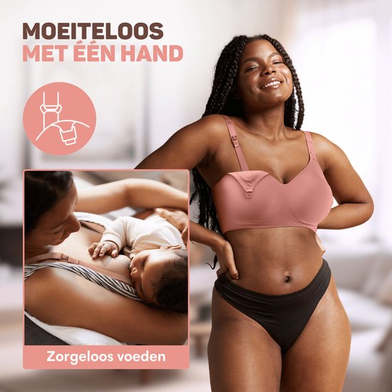 Vulpes Goods® BabyCare - Still-BH ohne Bügel - Umstands-BH - Nahtloser Still-BH - Schlaf-BH - verstellbare Träger - ultraweiches Material - herausnehmbare Polsterung - vorne mit Klappe - praktisch beim Stillen - Pink - M