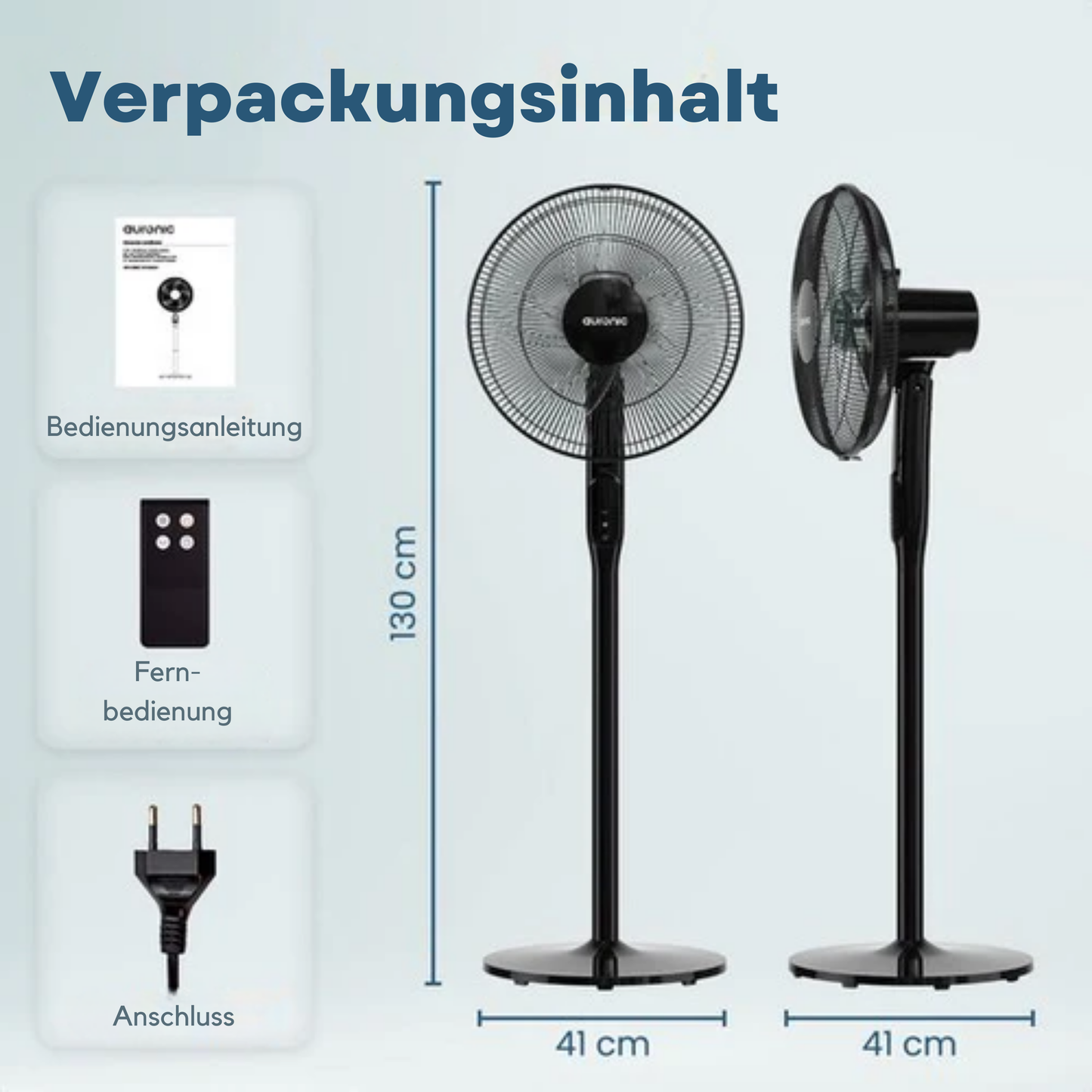 Auronic Stativventilator - Standventilator - Luftkühler - Boden- und Tischventilator - 3-in-1 - 12 Geschwindigkeiten - Leise - Mit Fernbedienung - Schwarz