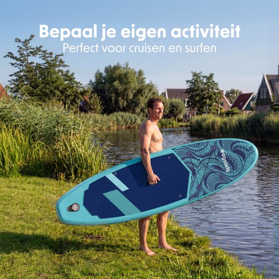 LifeGoods SUP Board All-round Compact - mit Sitz - 100 KG Tragfähigkeit - 300 x 76 cm - Aufblasbar - Komplettes SUP Paket - Blau