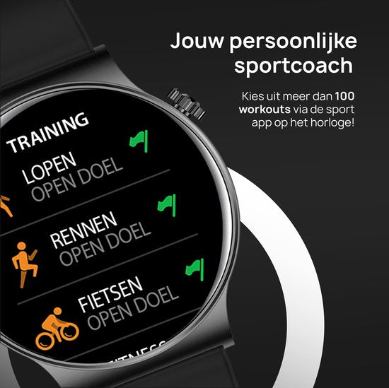 OOQE WATCH CS PRO - Smartwatch für Damen und Herren | Geeignet für iOS und Android | 10 Farben | HD | Benachrichtigungen | Gesundheitsanalyse | Sportanalyse | GPS-Verbindung | Anrufe | Musik/Audiohören | Spiele | Ergonomisch | Niederländische Sprache | Bl