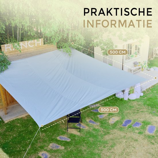 O'DADDY® Schattentuch 5x5m Rechteck - Sonnensegel - Schattierungsnetz - Vordach mit Befestigungsmaterial - UV30 Sonnenschutz - Dunkelgrau