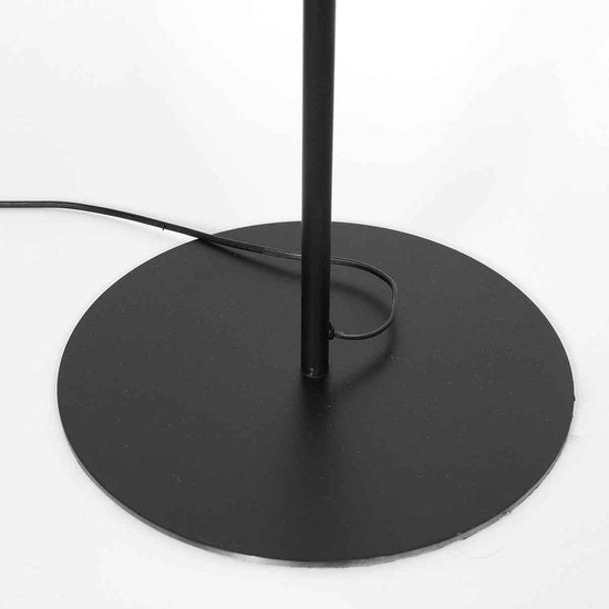 Schwarze Stehleuchte Bloeba 4169ZW von Steinhauer mit verstellbarer Höhe (150-165 cm) und ausziehbarem Schwenkarm bis 66 cm, Metallfuß mit blauem Veloursschirm Ø40cm, trendiges Design für Innenräume.