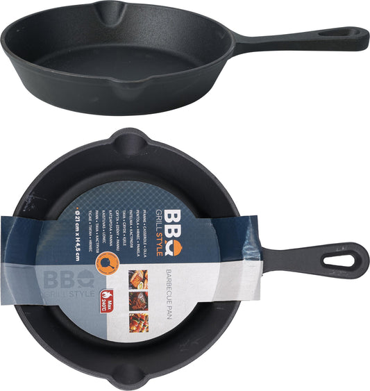 BBQ-Grillpfanne – Gusseisen – 21 x 4,5 cm – mit Griff