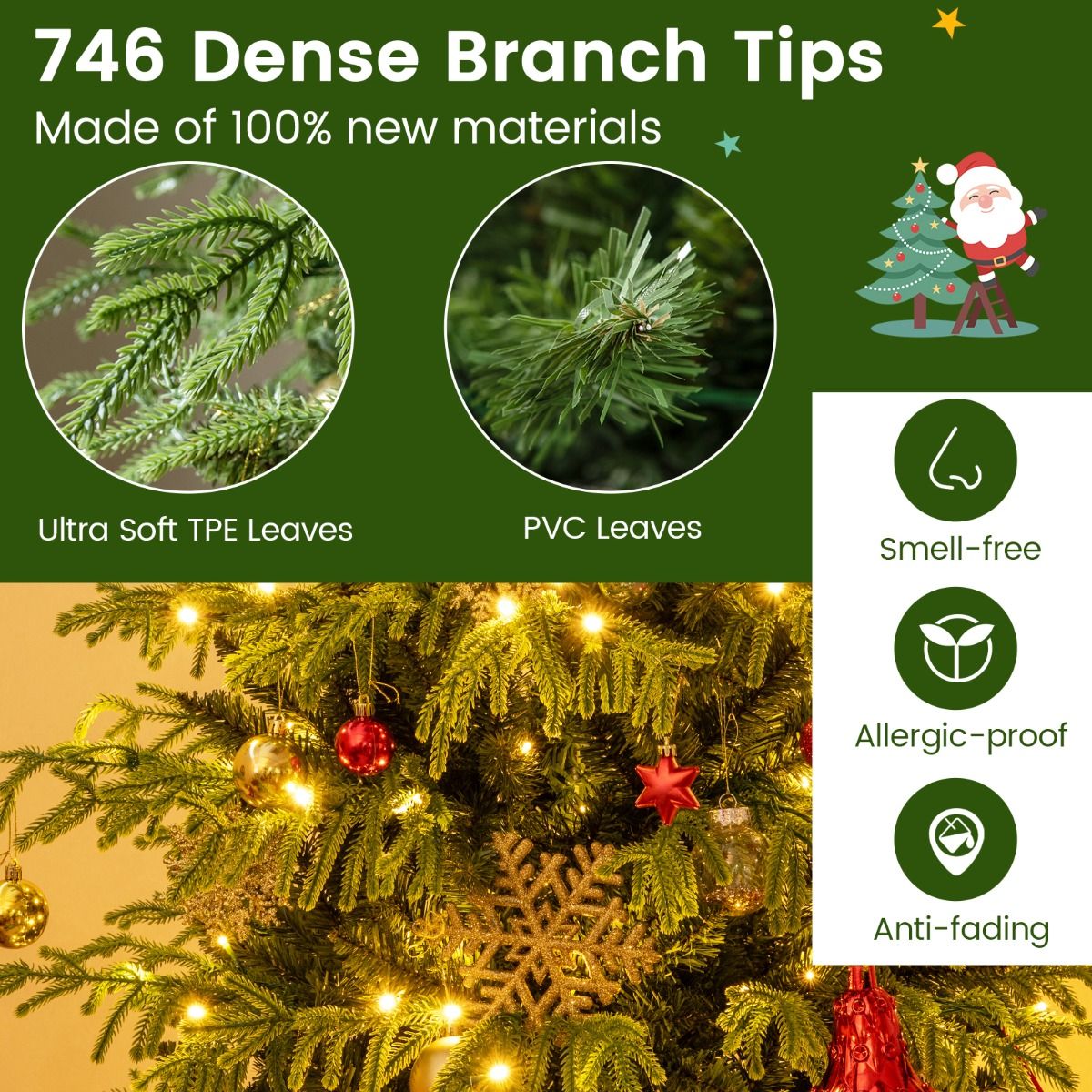 Coast Kunstweihnachtsbaum mit Beleuchtung – 180 cm – warmweiße LED-Lichter – grün