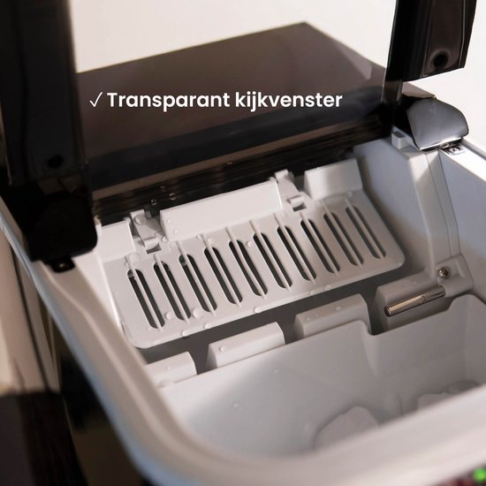 HomeTech HT023 Eiswürfelbereiter mit Schaufel und Tropfschale - Große L- oder kleine S-Eiswürfel - Eiswürfelbereiter - 2,2 Liter - Schwarz