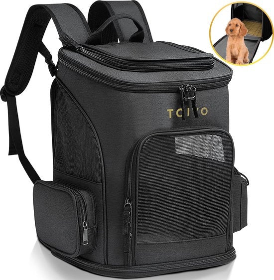 Toivo - Tiertransportrucksack - 40 x 33 x 26 cm - bis zu 8kg - Schwarz