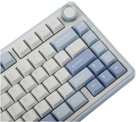 EPOMAKER F75 Sea Salt Blue LEOBOG Greywood V3 Switch RGB – kabellose, Hotswap-fähige mechanische Gaming-Tastatur