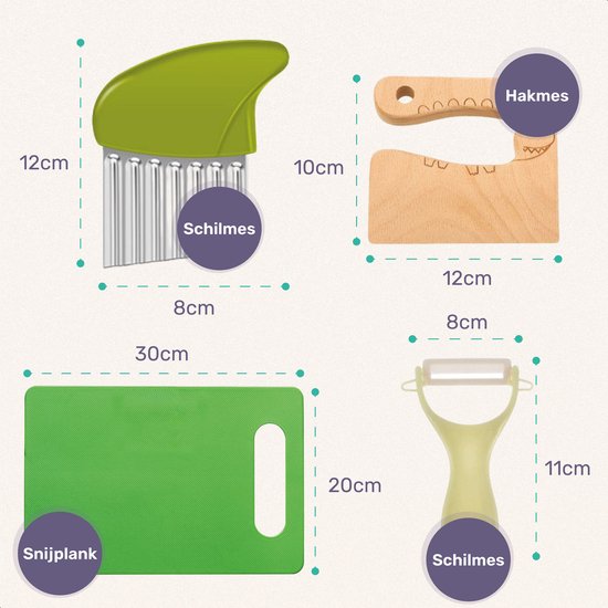 Qwali XL Kindermesserset - Sicher - Inkl. Schneidebrett - Kinder - Besteck - Messer - Kind