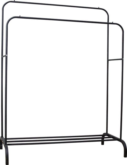 O'DADDYÂ¬Ã† Kleiderständer Metall xl - Kleiderständer schwarz - bis 25 kg pro Rohr - Doppelkleiderstange - Garderobenständer mit Schuhablage - Kleiderständer doppelt - 110 x 54 x (130-150) cm