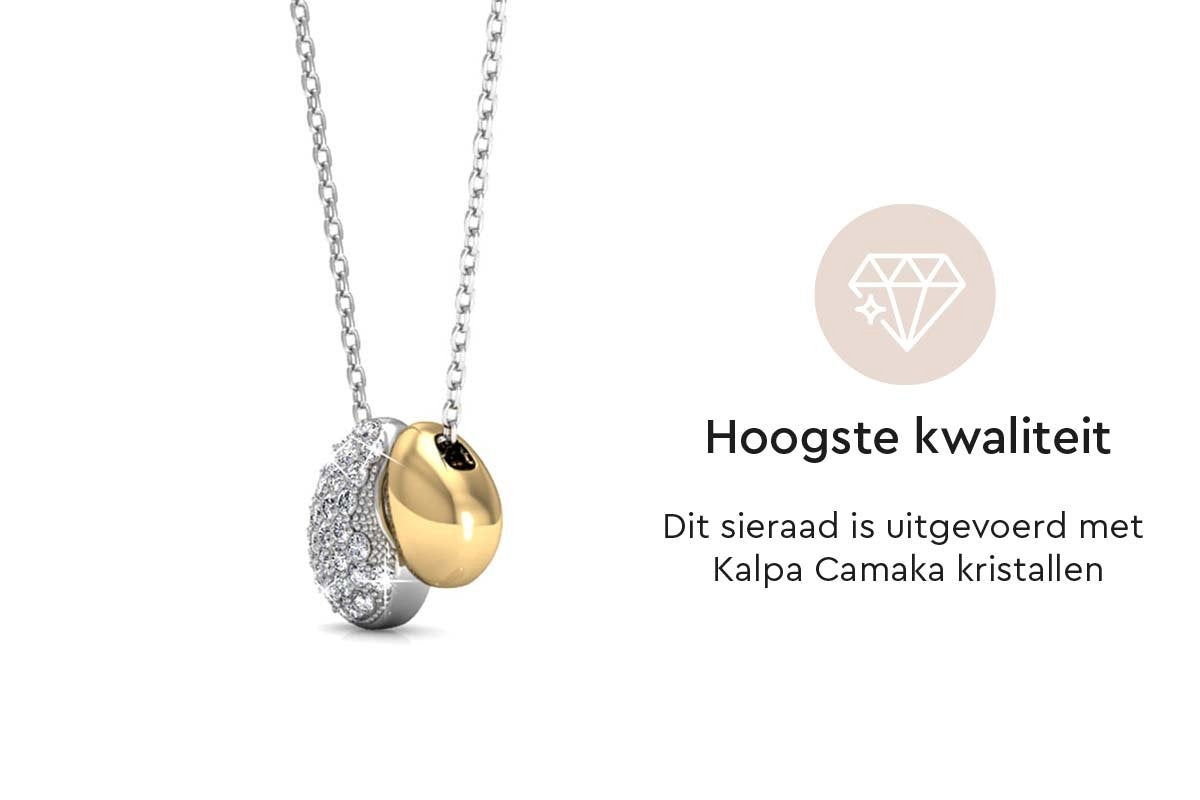 Yolora Damenhalskette mit Anhänger - Kalpa Camaka Kristalle - Silber und Gold - 18K Weißgold und Gelbgold plattiert - Damenhalskette Silber/Gold - Geschenkbox