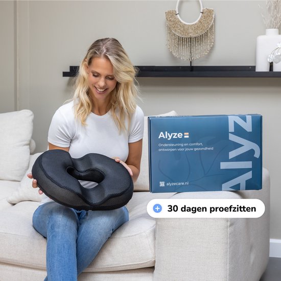 Sitzkissen Orthopädisch - Donut Kissen - Bounce - Ergonomisch - Memory Schaum - Für Auto, Bürostuhl & Sofa - Alyze
