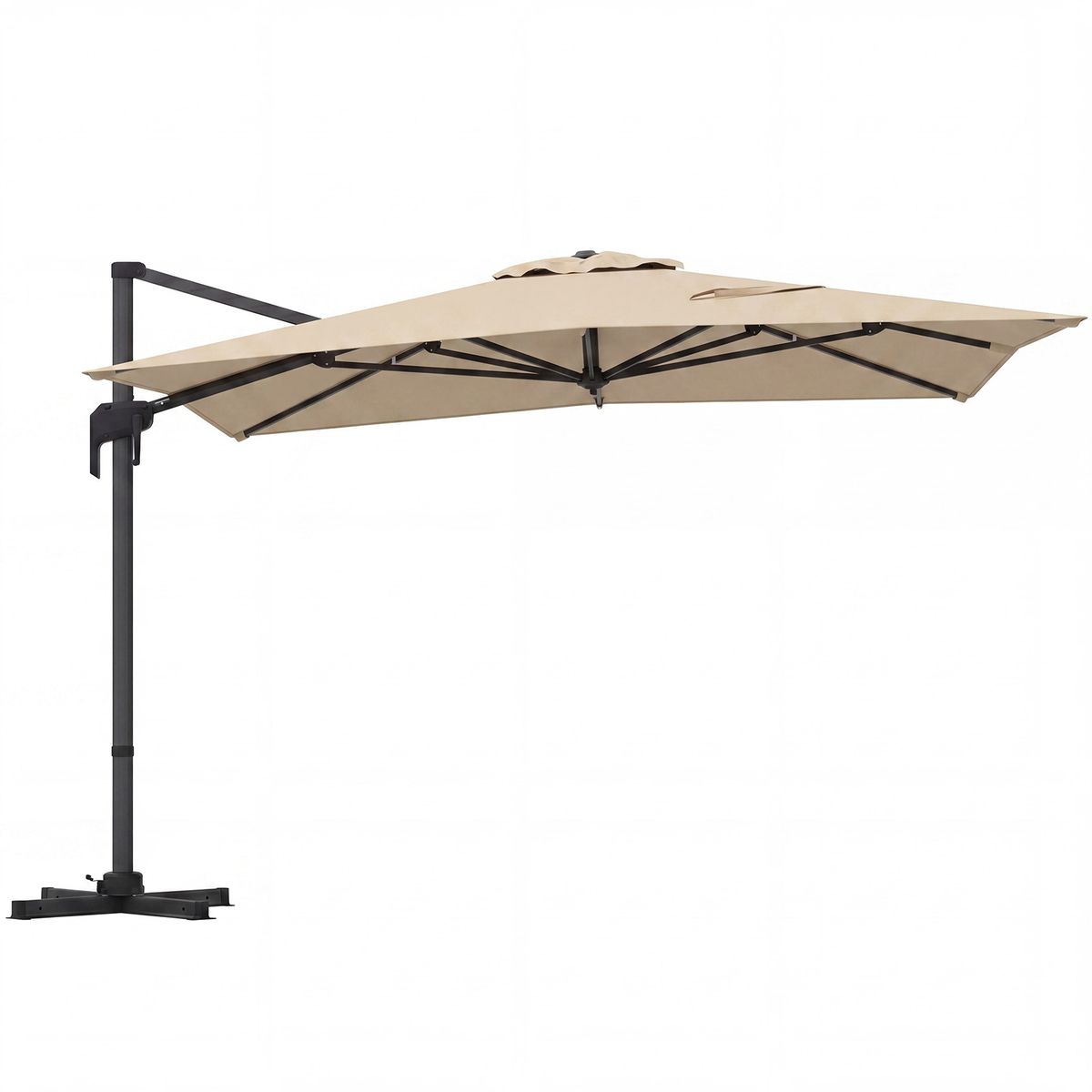 Coast Rechteckiger Sonnenschirm – drehbares Fußpedal und Kurbel – 300 x 390 cm – beige
