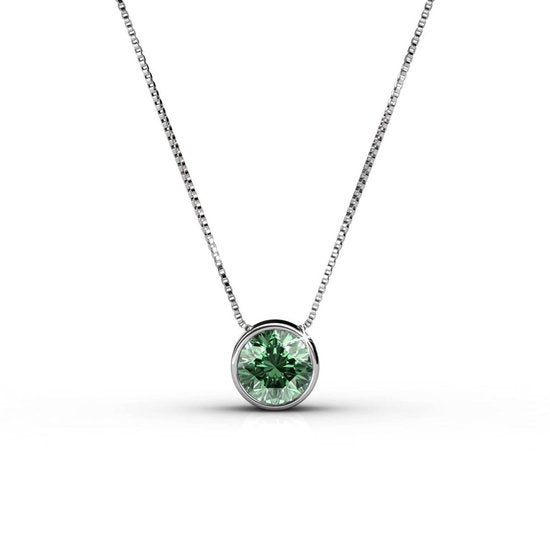 Yolora Damen-Halskette mit Anhänger - 7 farbige Kalpa Camaka Kristalle - 7er Set - Farbe Silber - 18K Weißgold vergoldet - schöne Geschenkbox - Geschenk zum Muttertag