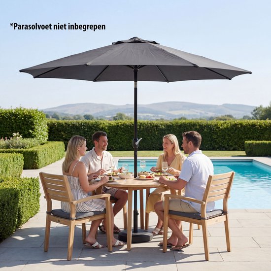 Tristar Stabsonnenschirm – 300 cm, rund – Garten & Balkon – neigbar – inkl. Schutzhülle – PA-7903 – Dunkelgrau
