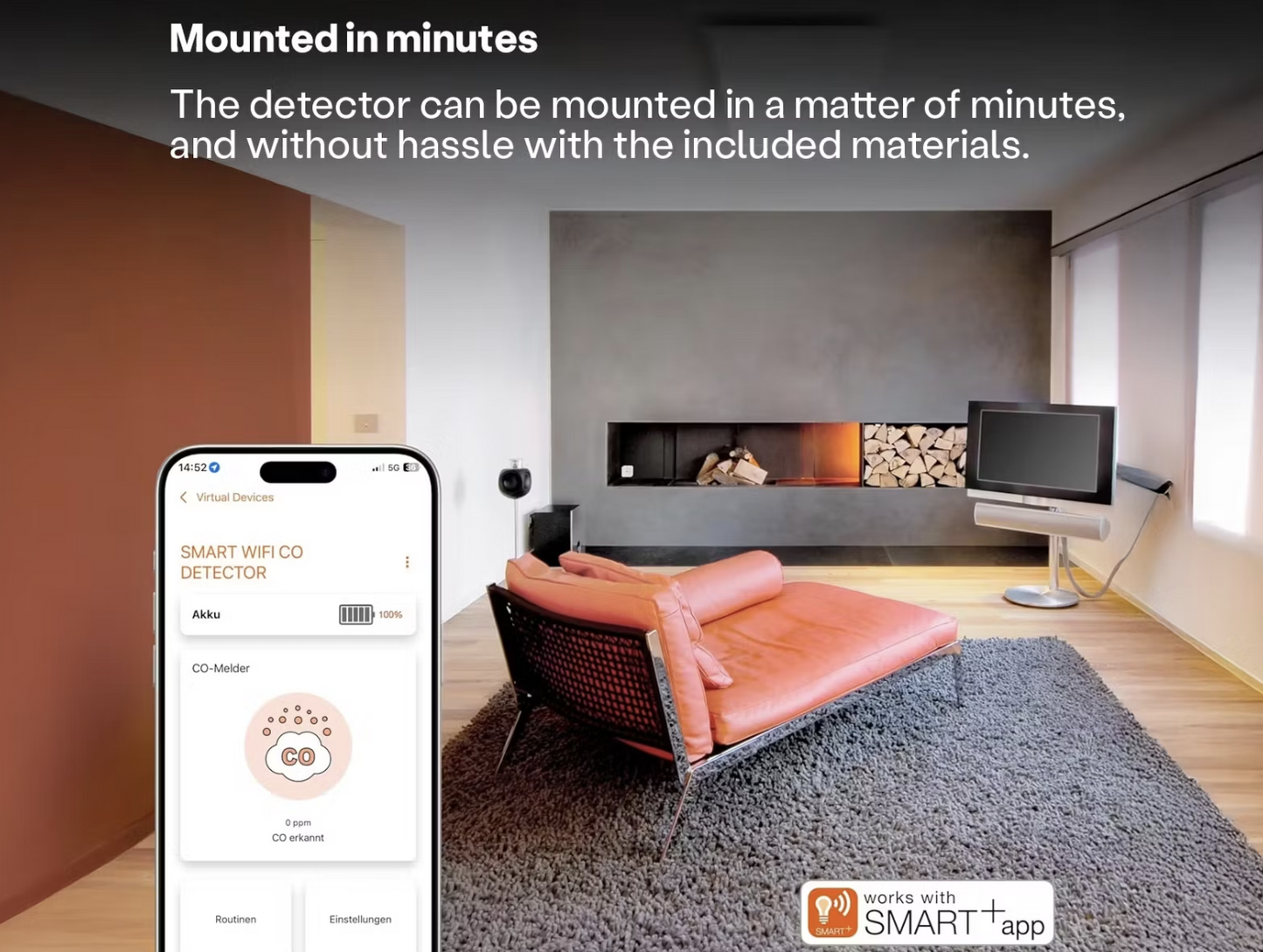 Ledvance Smart Wifi Kohlenmonoxidmelder - 85x27x85 mm - Kompakt und intelligent - Weiß