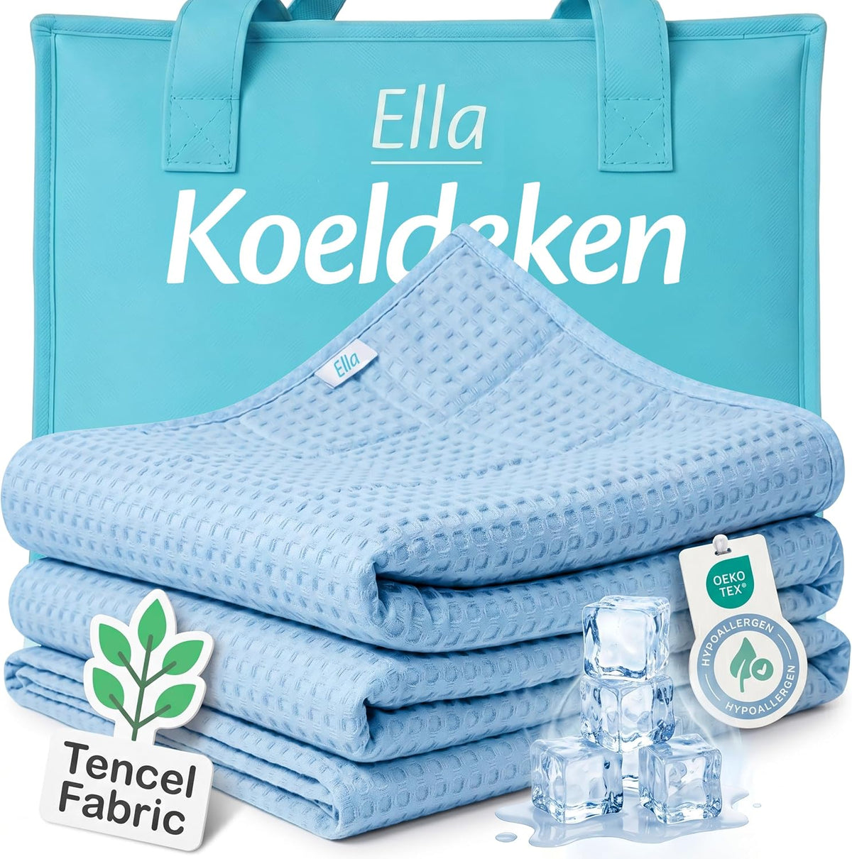 ELLA Kühldecke aus Tencel – 135 x 200 cm – Atmungsaktive Sommerdecke – OEKO-TEX – Himmelblau