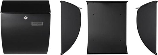 Perel Briefkasten Nice, Wandmontage, gewölbte Front, mit Namensschild, inkl. 2 Schlüssel, Maße (H x B x T) 40 x 31 x 16 cm, schwarz