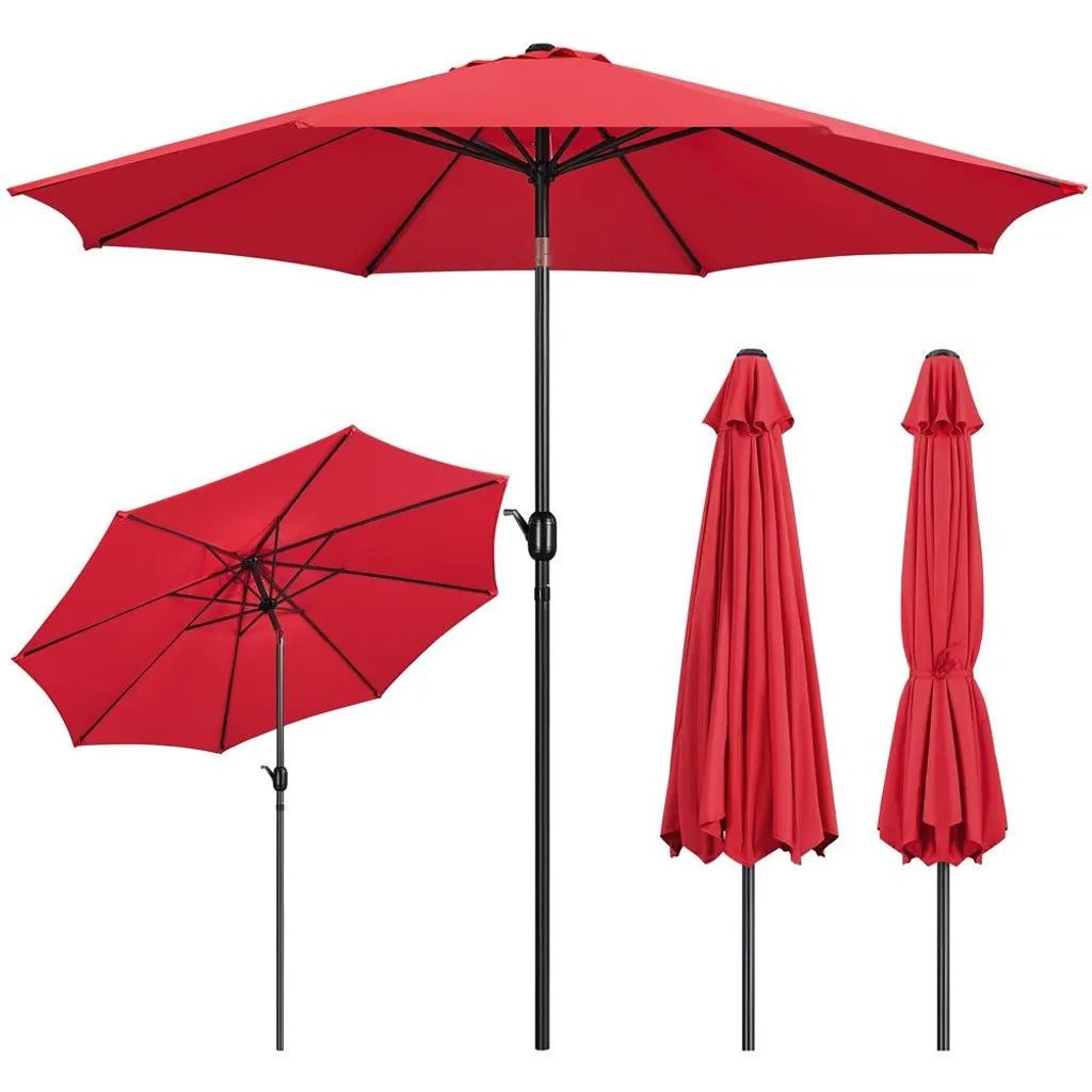 Yaheetech Sonnenschirm Ø 300 cm – Rot – Neigbarer Gartenschirm mit Schwenkmechanismus und UV50+-Schutz