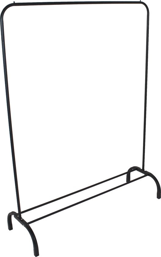 Lowander Kleiderständer 150x110 cm - Kleiderstange | Garderobenständer - Mit Ablagefläche für Schuhe - Schwarz