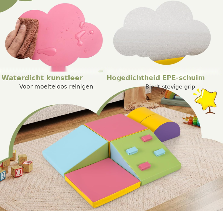 COSTWAY Weiche Bausteine, Set – 6-teilig – Kletter-, Krabbel- und Spielblöcke – 40 x 40 x 20 cm – mehrfarbig