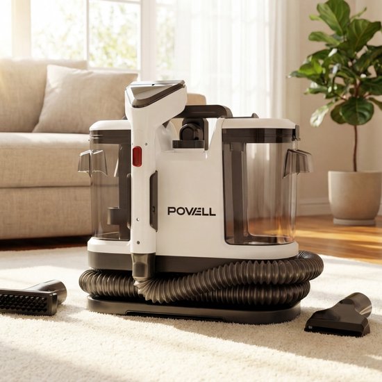 Powell Teppichreiniger - Fleckenreiniger - Sofareiniger - Möbelreiniger - Teppichstaubsauger - Reinigungsmaschine - Teppichreiniger - 450 Watt - Weiß