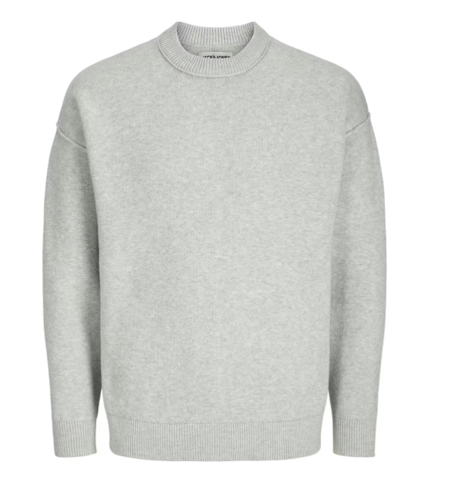 Jack & Jones Max Knit Crew Pullover - Hellgrau Melange - XL