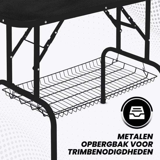 Animali Grooming Table - Pflegetisch für Hunde/Katzen - Hundepflegetisch - Zusammenklappbar - Leinenoption - Ablagekorb - 80KG Tragfähigkeit - Schwarz