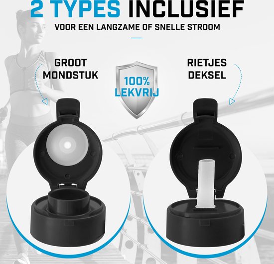 Fitcrafters Wasserflasche mit Zeitmarkierungen - Motivations-Trinkflasche - 2L - BPA frei - Schwarz