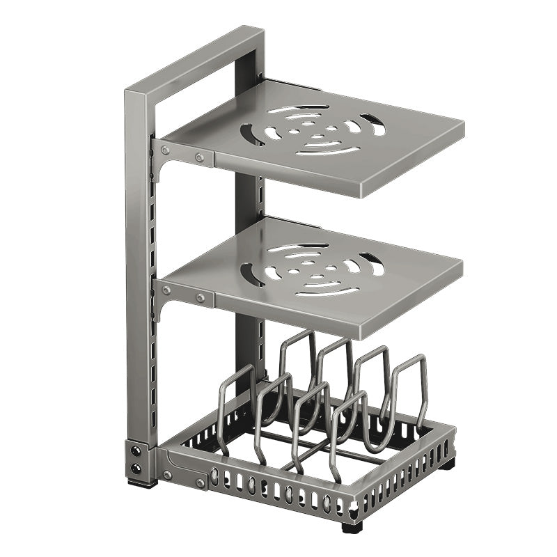 MAXCOOK 3-stöckiges Aufbewahrungsregal aus Kohlenstoffstahl für Töpfe und Pfannen, verstellbar, für Küchenschränke, 23 × 28 × 43 cm