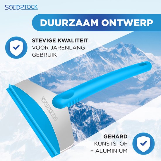 SolidStock Eiskratzer für das Auto – Eiskratzer für das Auto – Extra breit – Scheibenkratzer – Ergonomisches Design – Blau