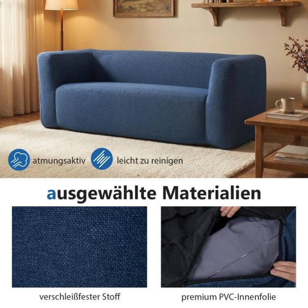 Coast Air Bench Blue - Aufblasbare 2-Personen-Bank mit abnehmbarem Bezug und breiten Armlehnen - 184 x 79 x 67 cm