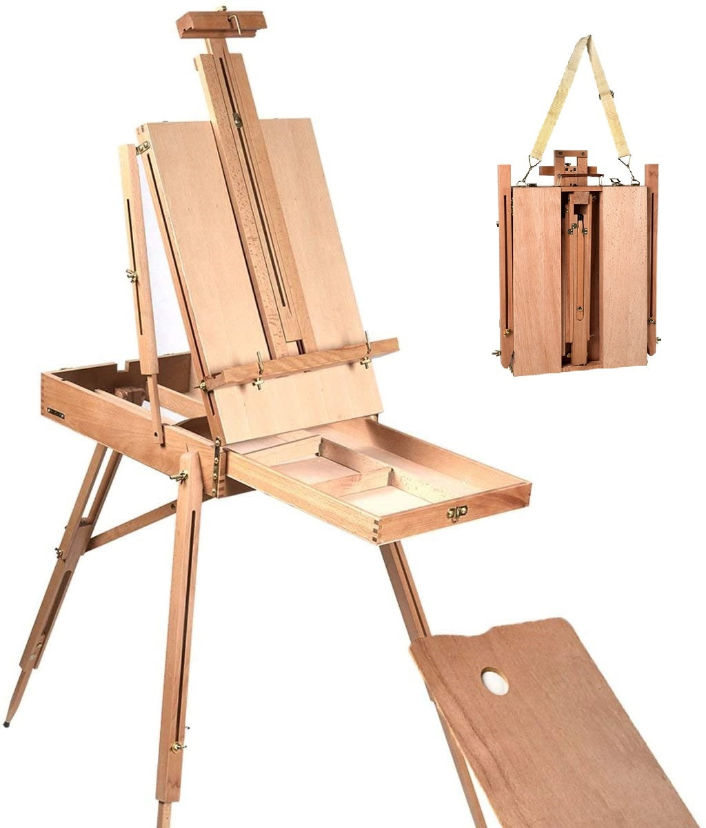 Coast Staffelei mit Regal und Schublade Künstler Fandering Buche Holz Portable 71 x 114 x 183 cm Natur