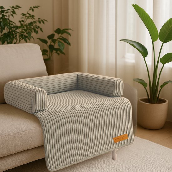 By Cee Cee Original Hundedeckenbank - Hundedeckenbank - Hundekorb - Premium - komplett mit Reißverschluss - Rippengewebe - Mocha Taupe - 90x90 - Größe M