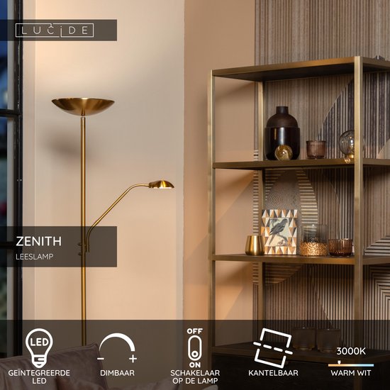 Lucide ZENITH – Leselampe – LED, dimmbar – 3000 K – Mattgold / Messing