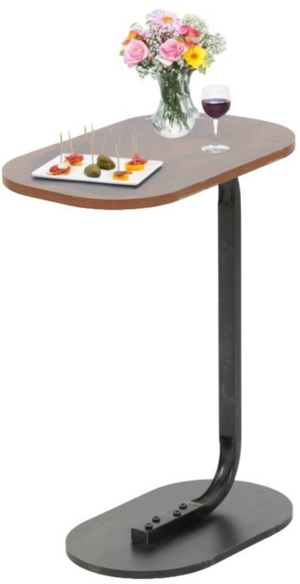 Beistelltisch - Braun - Bank Tisch - Metall mit Holz - Couchtisch - C Form - 45x28x60 cm