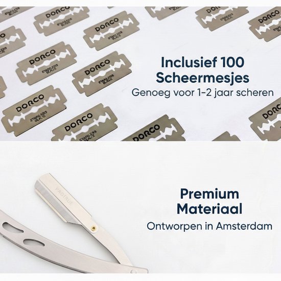 ProTrue Friseurmesser mit 100 Rasierklingen – Shavette (offenes Rasiermesser) – Klassisches Friseurmesser – Safety Razor – Straight Razor