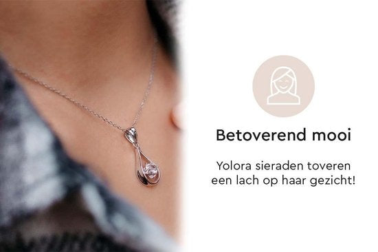 Yolora Damen Halskette mit Kalpa Camaka Kristall Anhänger - Farbe Silber - 18K Weißgold plattiert - Geschenkbox - Muttertagsgeschenk