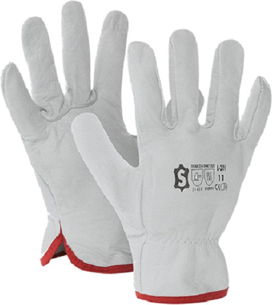 Sacobel Arbeitshandschuhe Herren - Leder - weiß - Größe 11 L/XL - pro Paar