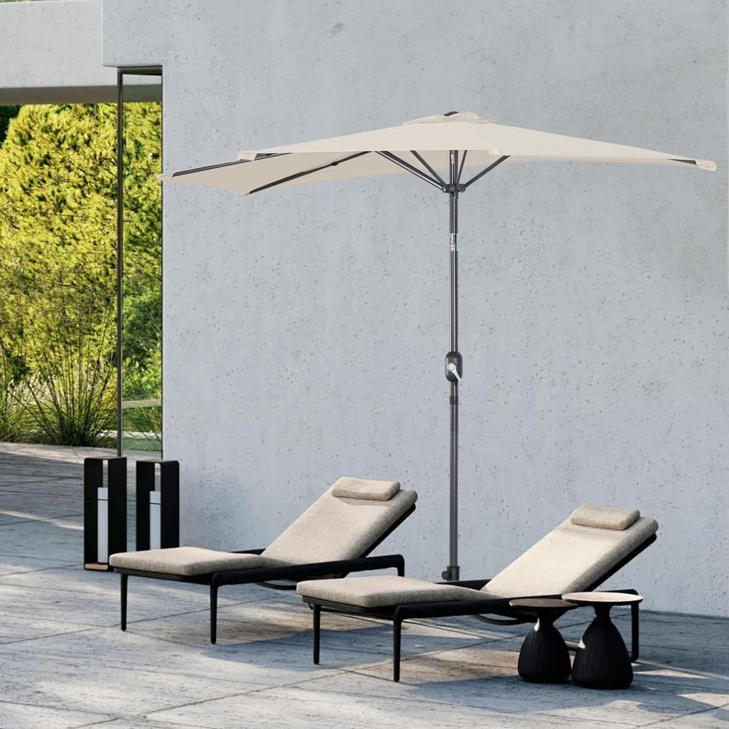 Angel Living Balkon-Sonnenschirm - halbrund - 265 x 130 cm - Beige