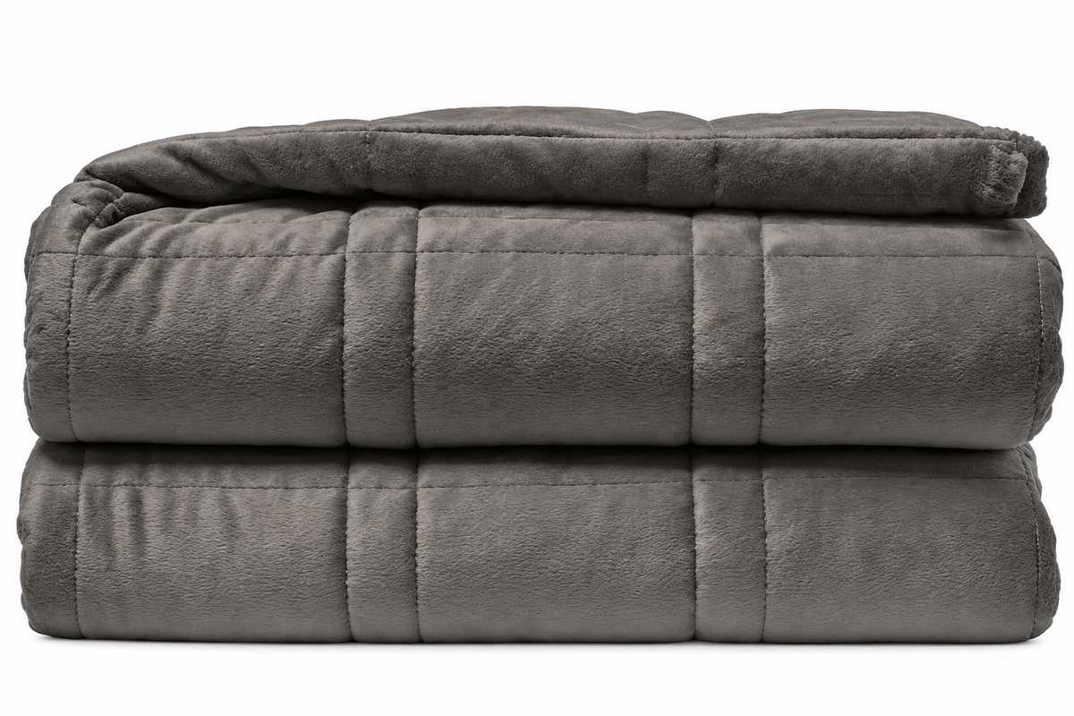 EL Life Gewichtsdecke 9 kg 150 x 200 cm – Gewichtsdecke aus Flanell-Samt und Sherpa – Weighted Blanket – Gewichtsdecke OEKO-TEX – Grau