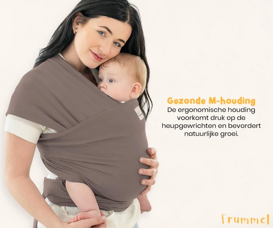 Frummel Baby-Tragetuch Taupe – Tragehilfe – Baby-Wickeltuch – Baby-Tragehilfe – Tragetuch für Babys – Babys von 0 bis 36 Monaten – Neugeborene