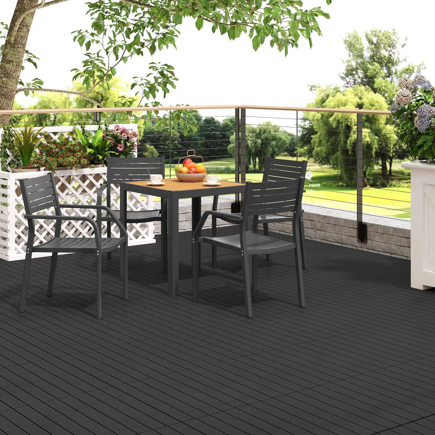 EUGAD WPC-Terrassenfliesen 30 x 60 cm – 12 Stück – 2 m² – Klicksystem – verschiedene Farben